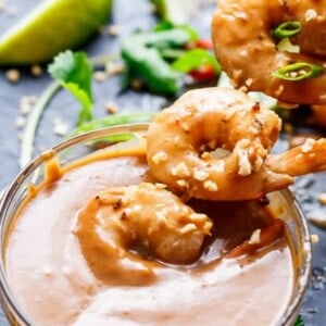 Grilled Satay Shrimp Skewers with dip