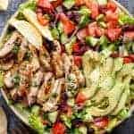 Grilled Lemon Herb Mediterranean Chicken Salad in a plater