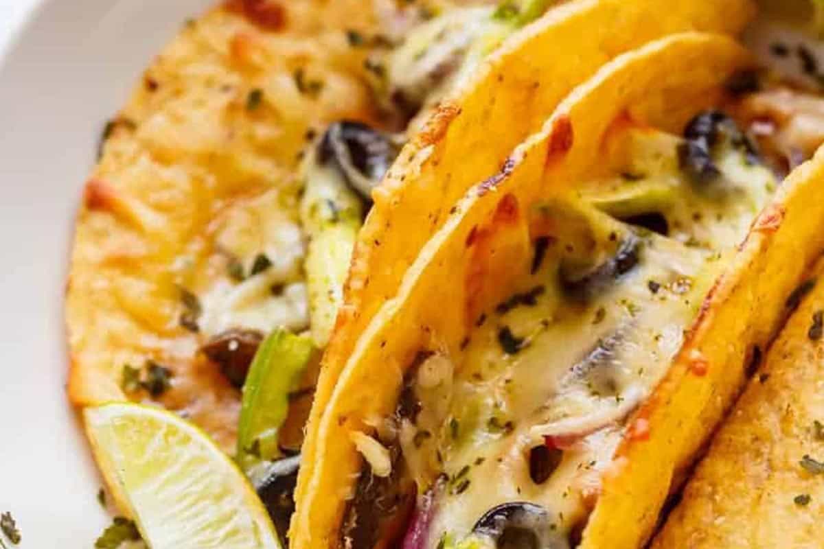 Close-up shot of Baked BBQ Chicken Tacos.