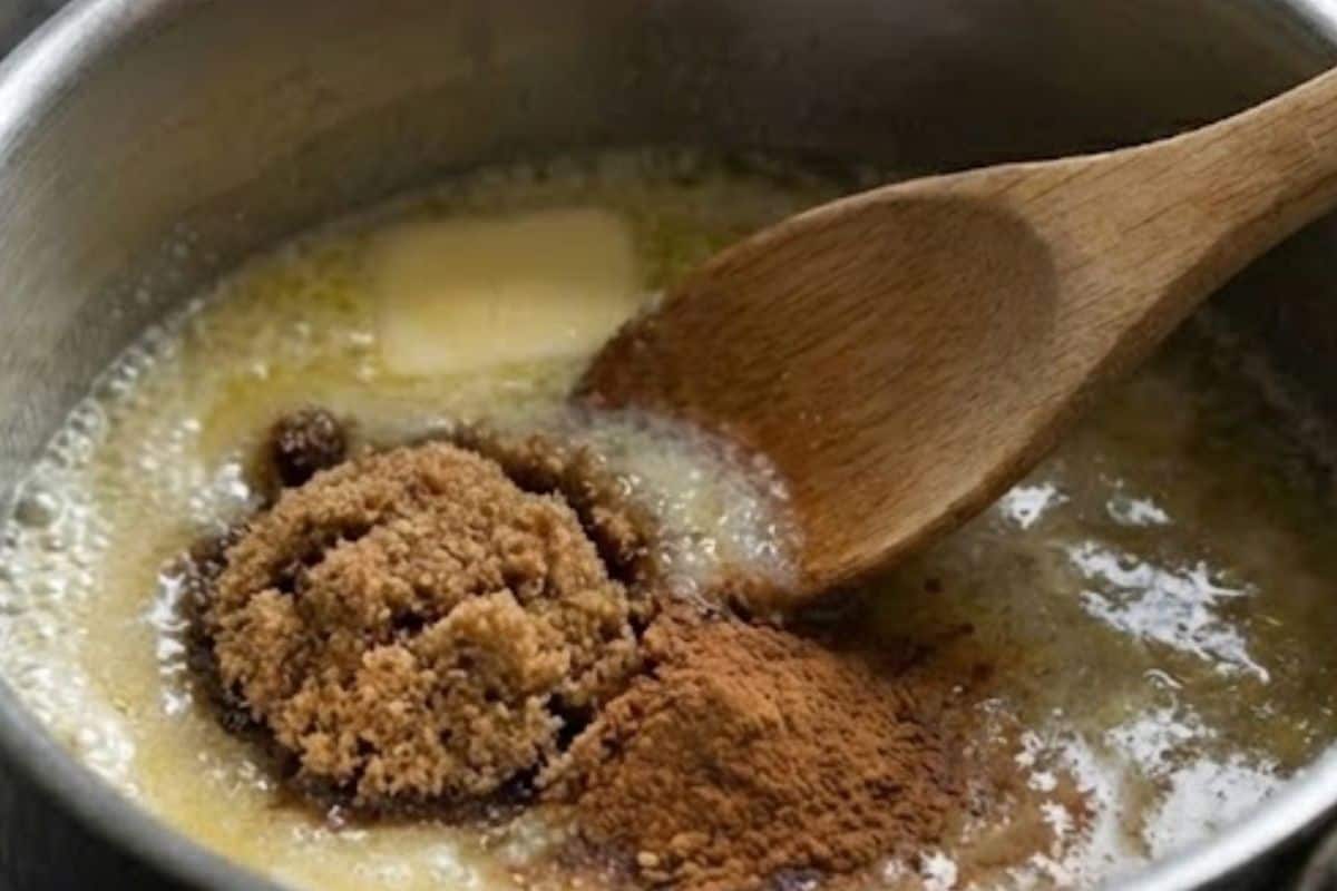 In a medium saucepan, melt the butter and add water, sugar, vanilla, cinnamon, and salt. Bring to a gentle simmer for about 5 minutes while stirring occasionally, then add the flour