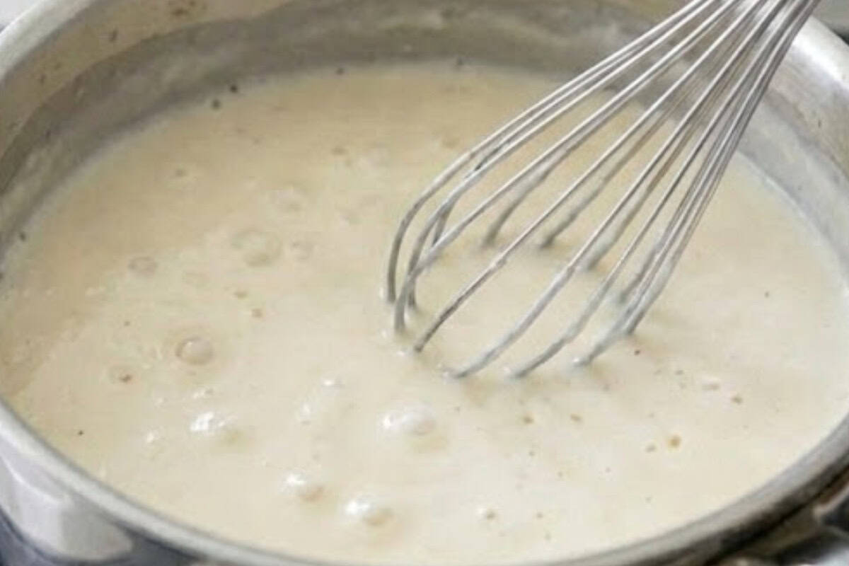 Melt butter in a saucepan, stir in the flour for one to two minutes, then whisk in the milk