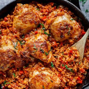 One Pan Tomato Basil Chicken and Rice