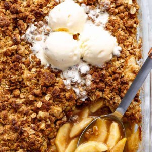 Apple Crumble with a scoop of ice cream