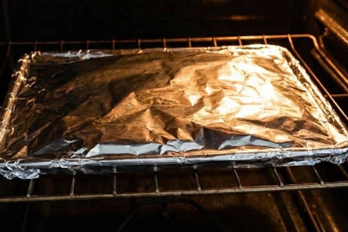 Cover the tray with foil and roast the sweet potatoes for 20 minutes