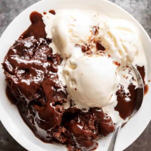 Hot Fudge Chocolate Pudding Cake on a plate