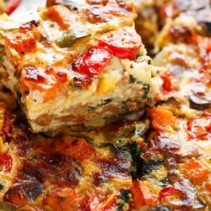 Sweet Potato Hashbrown Breakfast Casserole in a pan