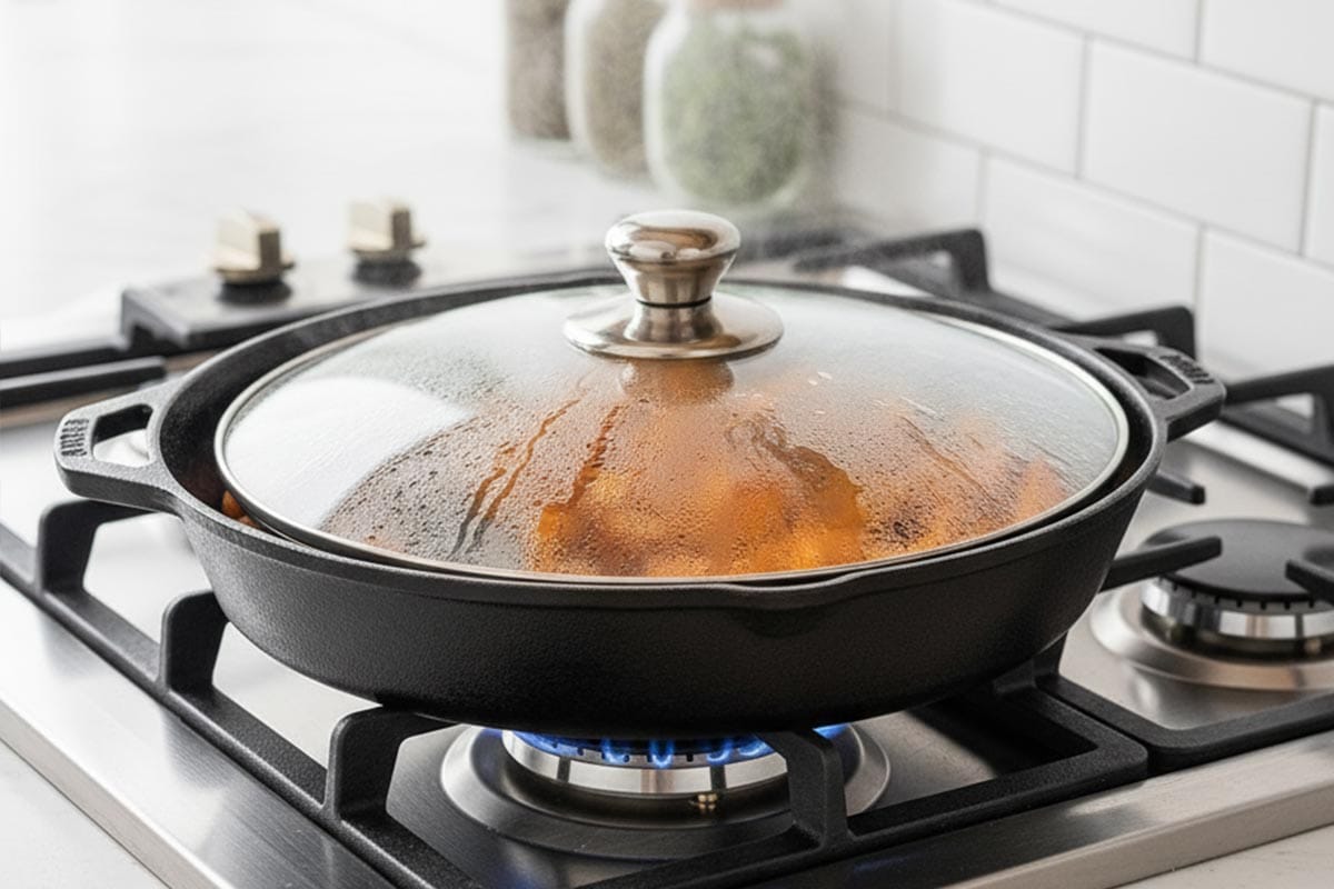 Covered the pan.