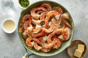 shrimp cooked in a pan