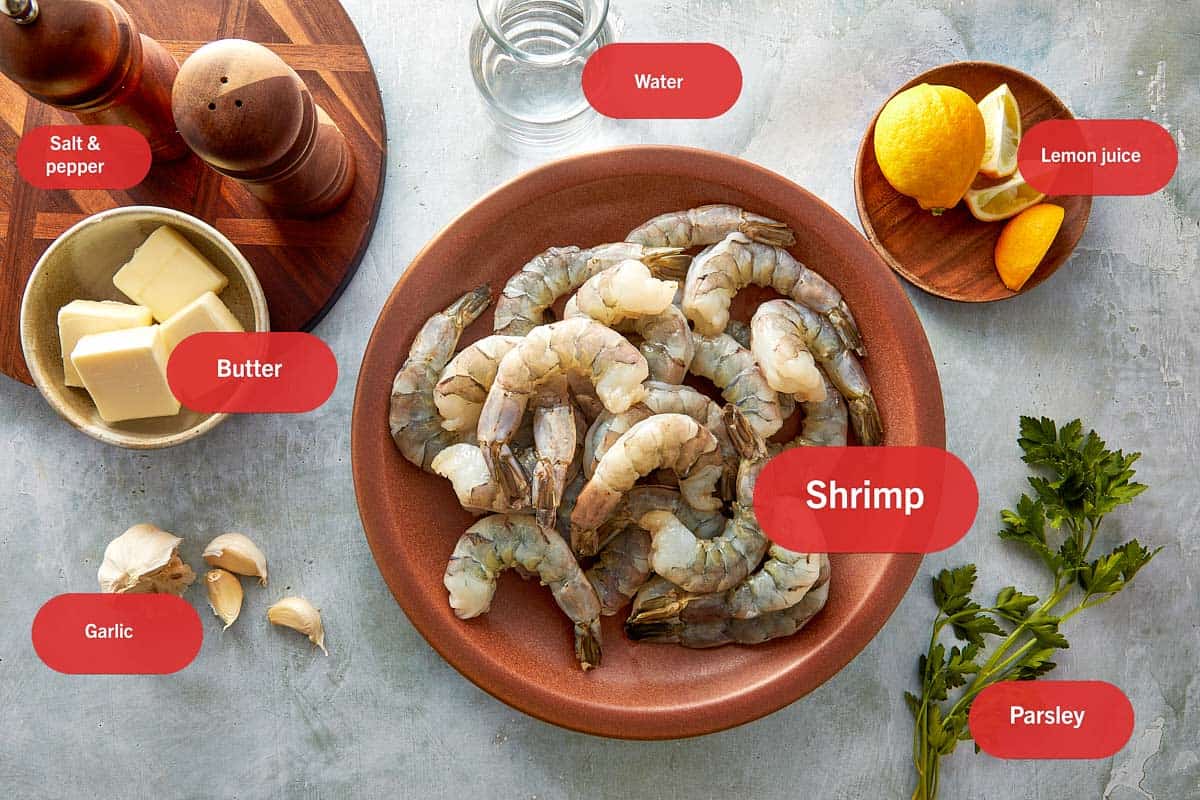 Ingredients for lemon butter shrimp