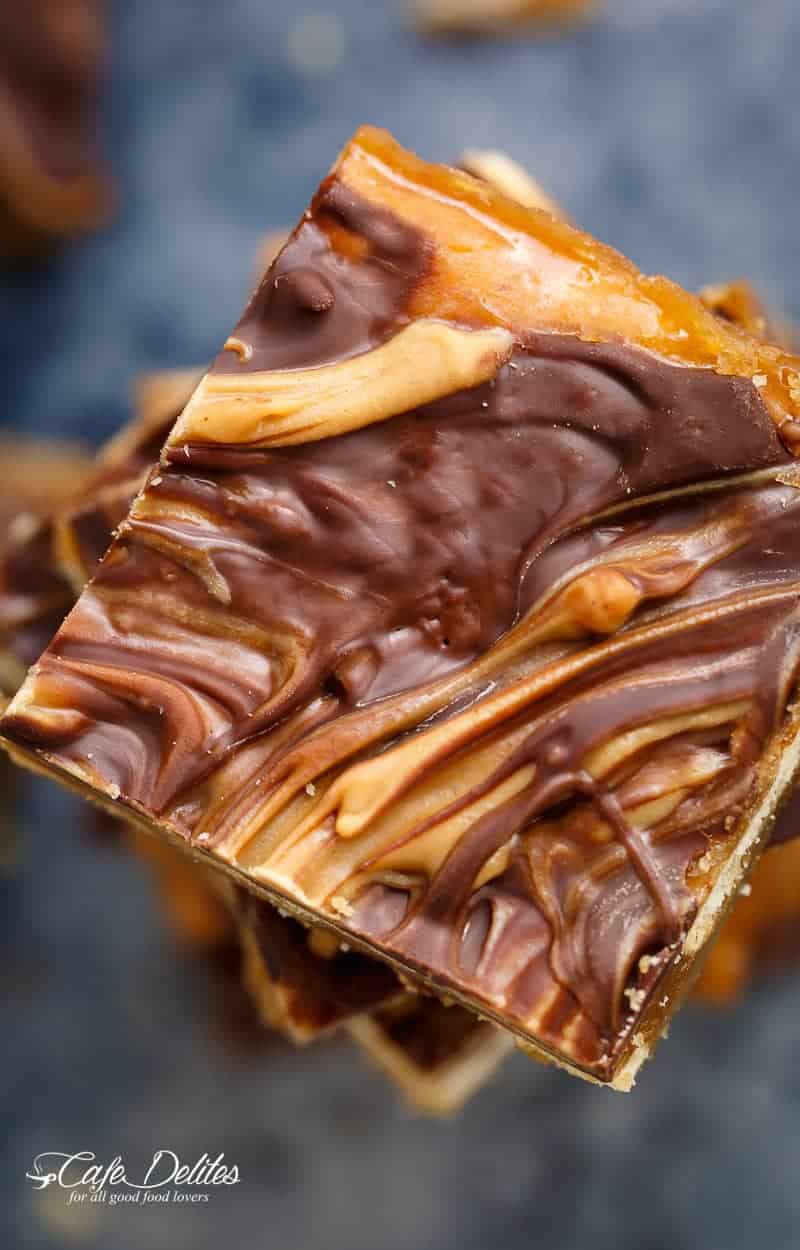 Zoom in image of Peanut Butter Swirl Saltine Toffee (Christmas Crack)
