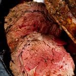 Top view of Garlic Herb Prime Rib Roast full of flavor and ready to enjoy