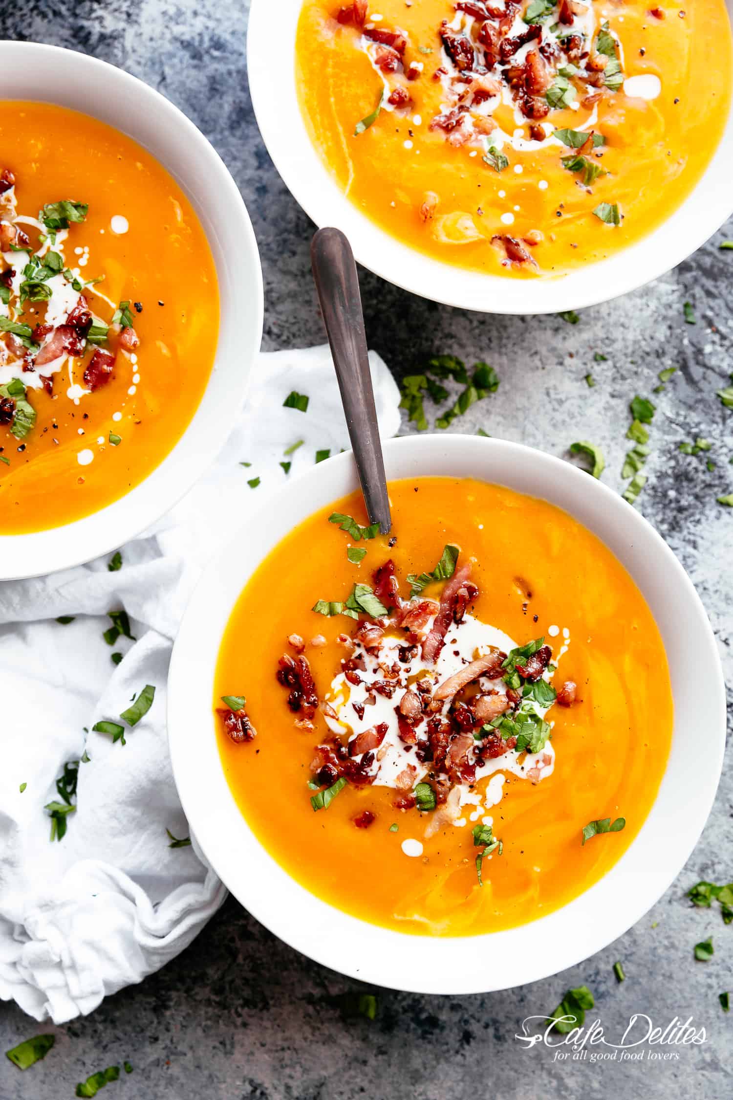 3 bowls of Pumpkin Soup