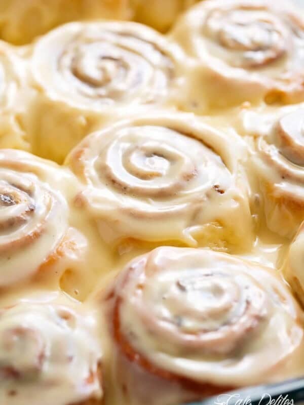 Quick Soft Cinnamon Rolls with a cream cheese glaze are super fluffy and light with a simple homemade dough, and a quick method to get baking!