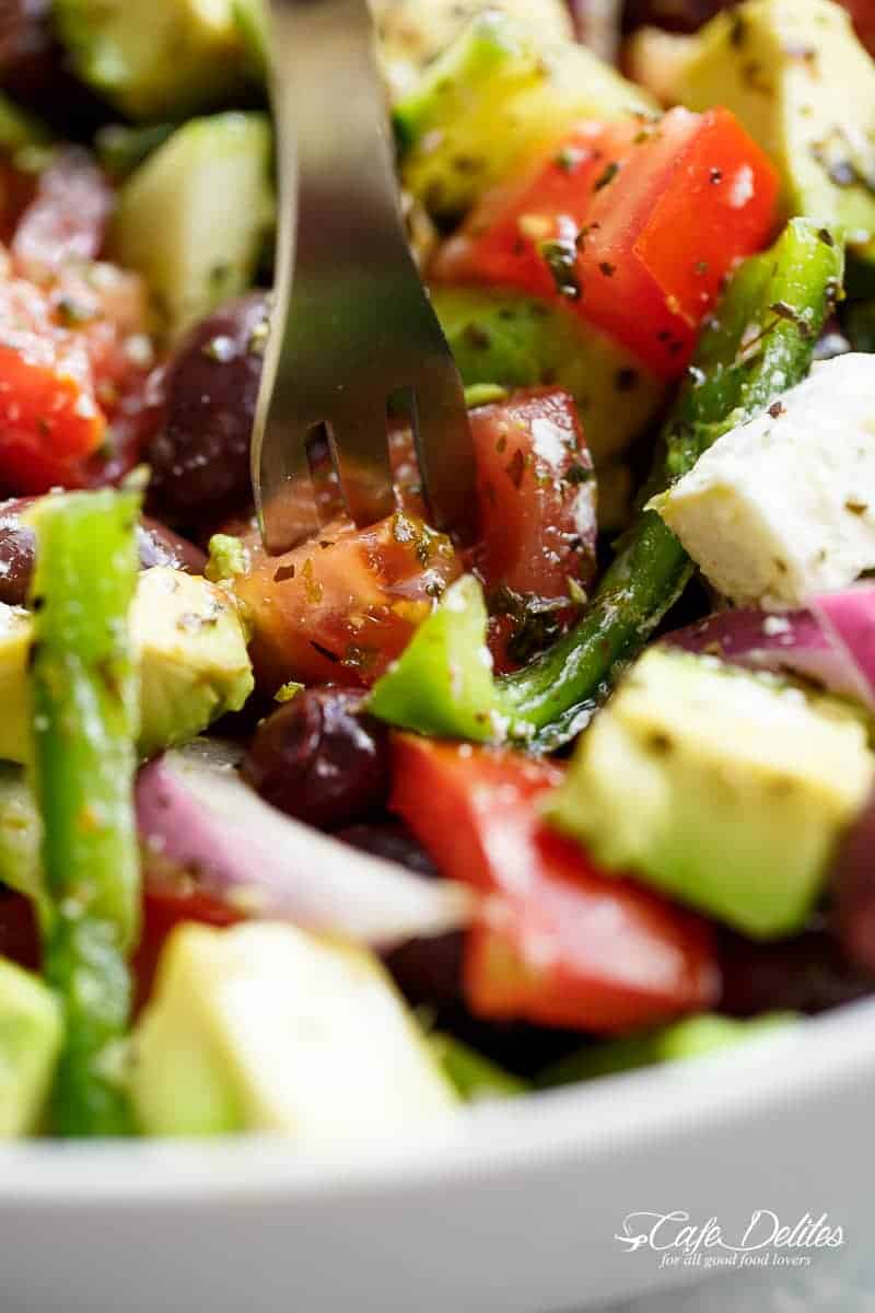 Avocado Greek Salad & Greek Salad Dressing