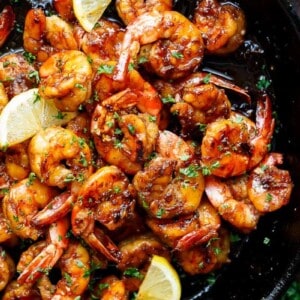 Browned Butter Honey Garlic Shrimp in a pot