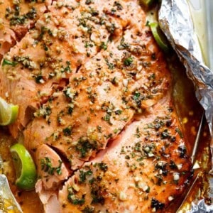 Honey Lime Garlic Butter Salmon in foil