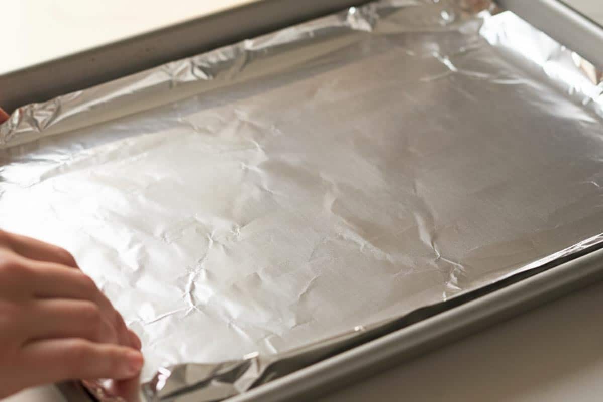 Lined a baking sheet with foil.