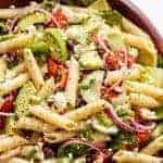 Lemon Herb Mediterranean Pasta Salad is loaded with so many Mediterranean salad ingredients, and drizzled an incredible Lemon Herb dressing