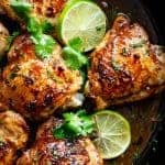 Crispy Cilantro Lime Chicken is juicy on the inside, golden and crisp on the outside, cooked in mouth watering flavorful pan drippings!