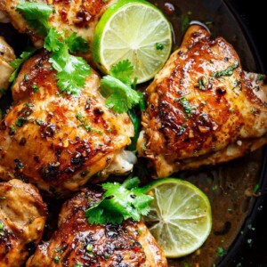 Crispy Cilantro Lime Chicken is juicy on the inside, golden and crisp on the outside, cooked in mouth watering flavorful pan drippings!