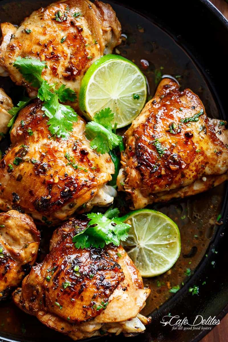Crispy Cilantro Lime Chicken is juicy on the inside, golden and crisp on the outside, cooked in mouth watering flavorful pan drippings! 