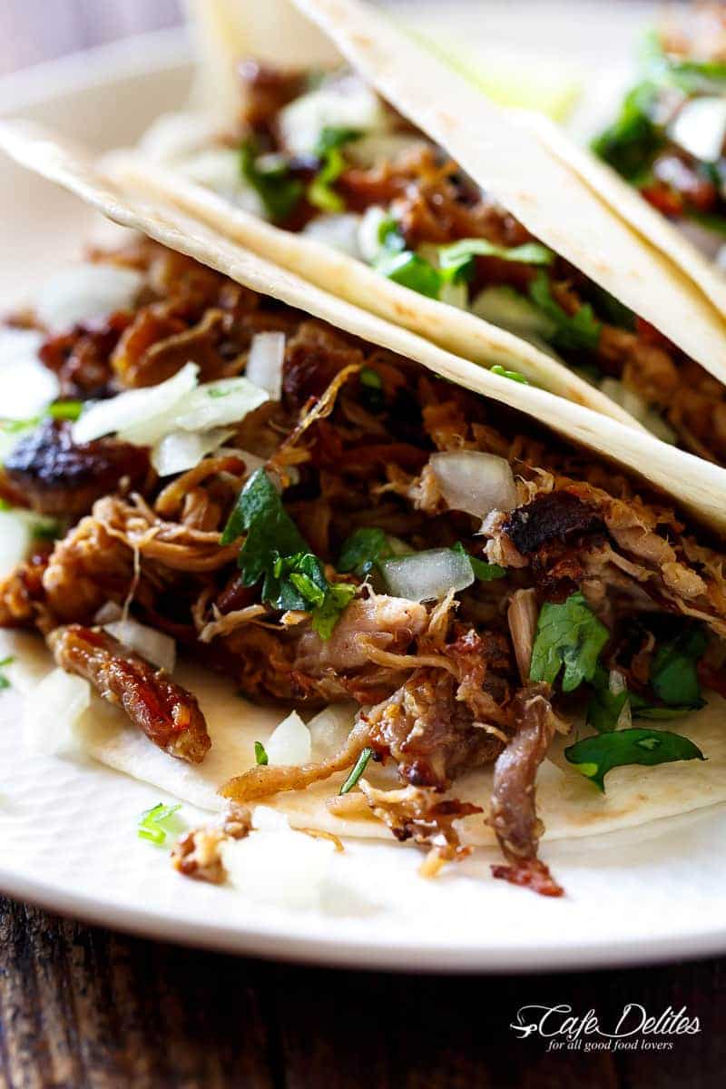 Close up image of Crispy Pork Carnitas.