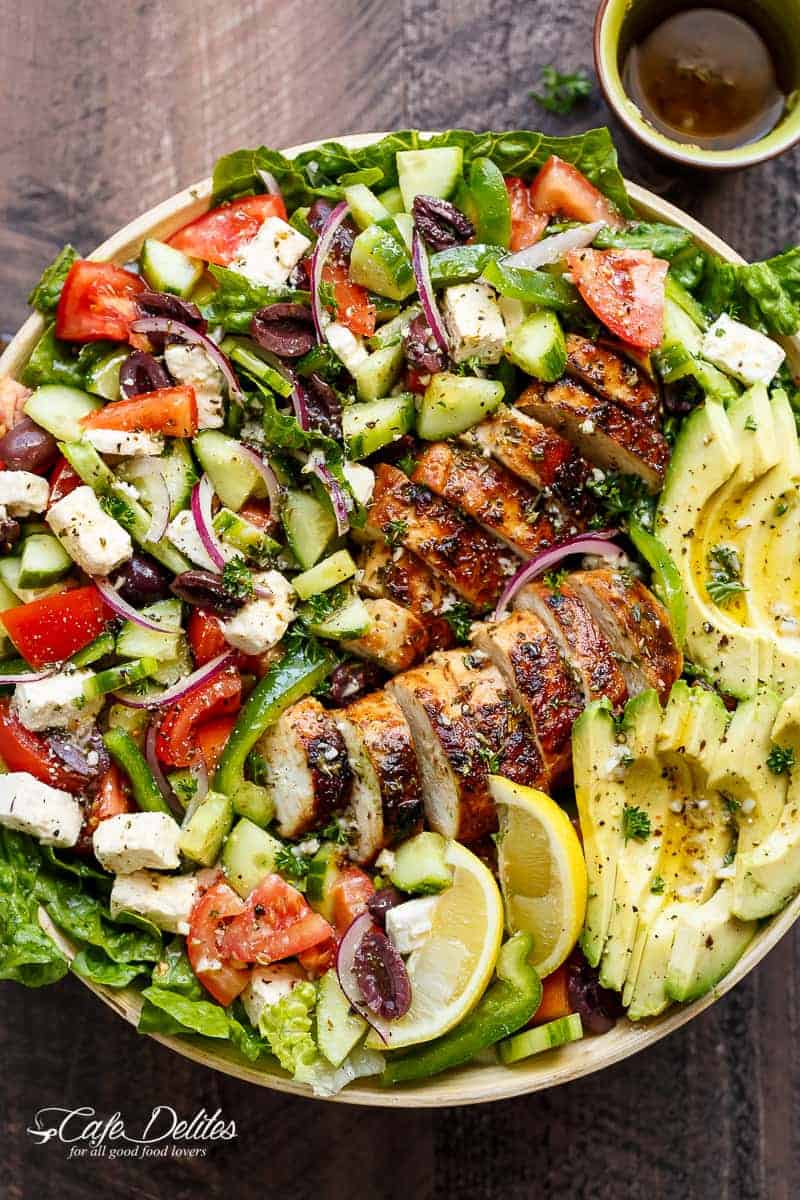 Loaded Greek Chicken Avocado Salad