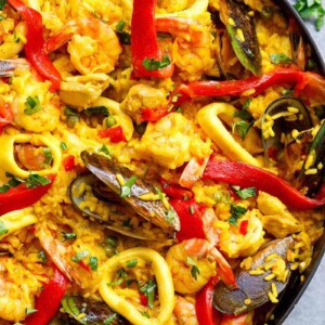 This Classic Spanish Paella in a pan
