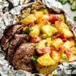 Top view of Steak & Cheesy Bacon Potato Hash Foil Packs
