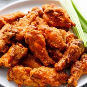 Crispy Buffalo Chicken Wings are exactly what they claim to be. CRISPY without deep frying, using one special ingredient you have in your kitchen pantry!