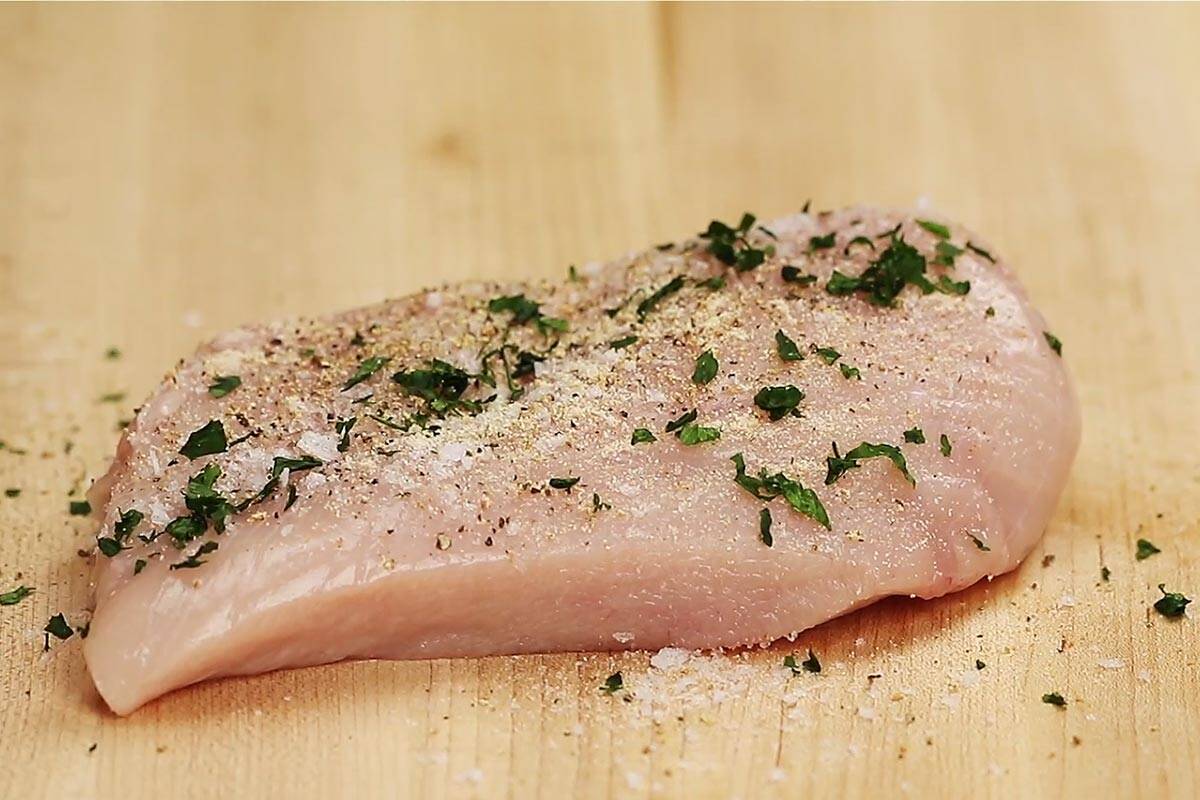 Seasoning the chicken.