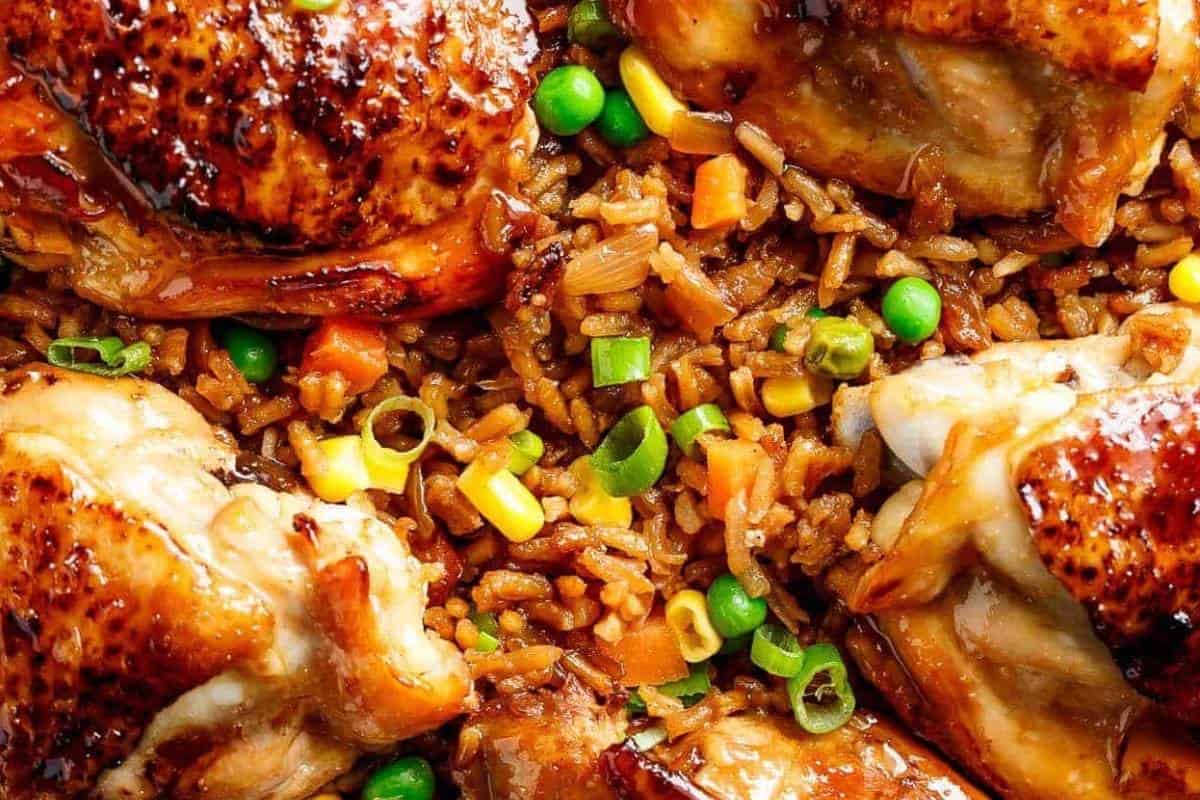 Stir in peas, carrots, and corn around chicken, then bake uncovered for another 10 minutes.
