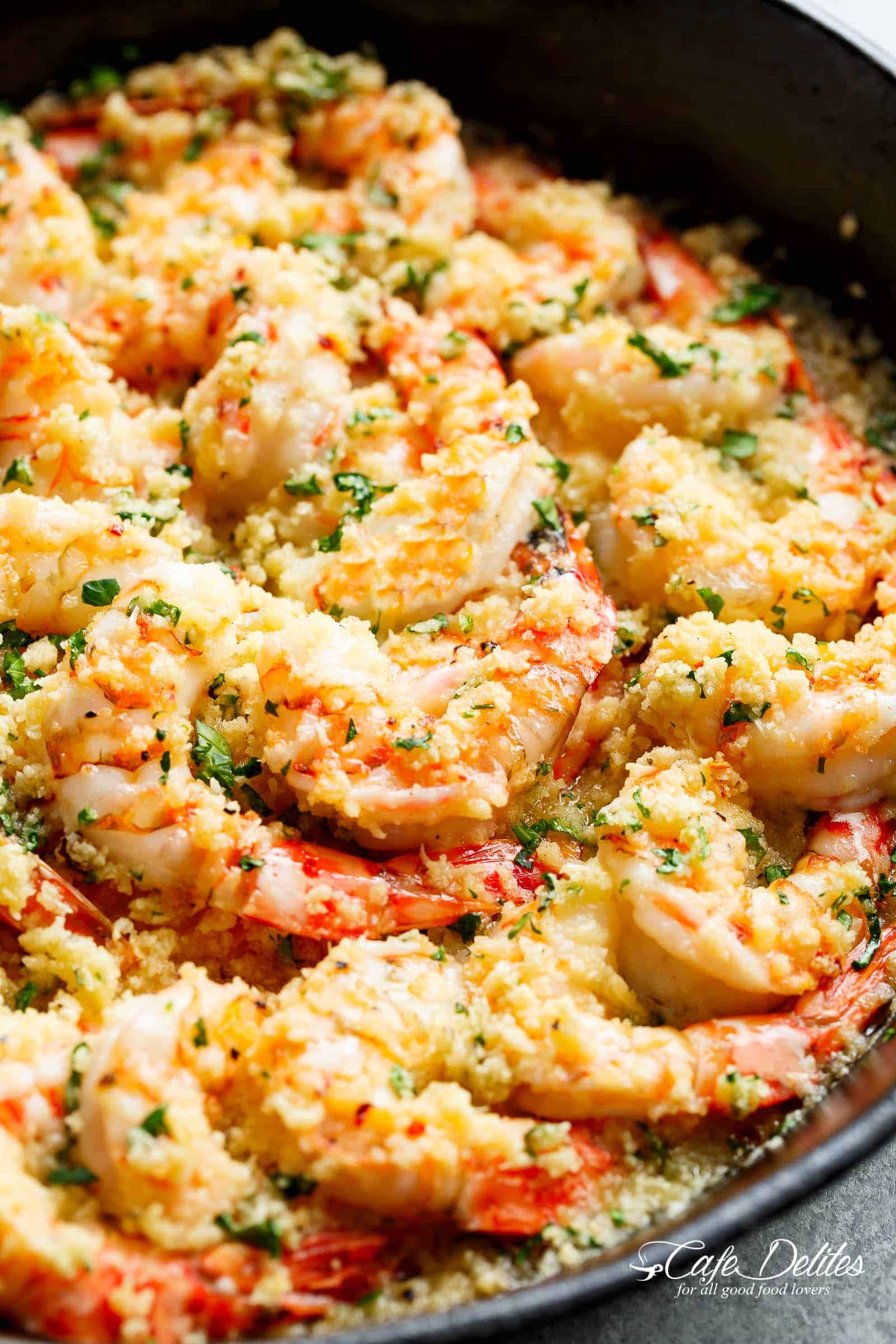 Crispy Baked Shrimp Scampi coated with spices and cheese