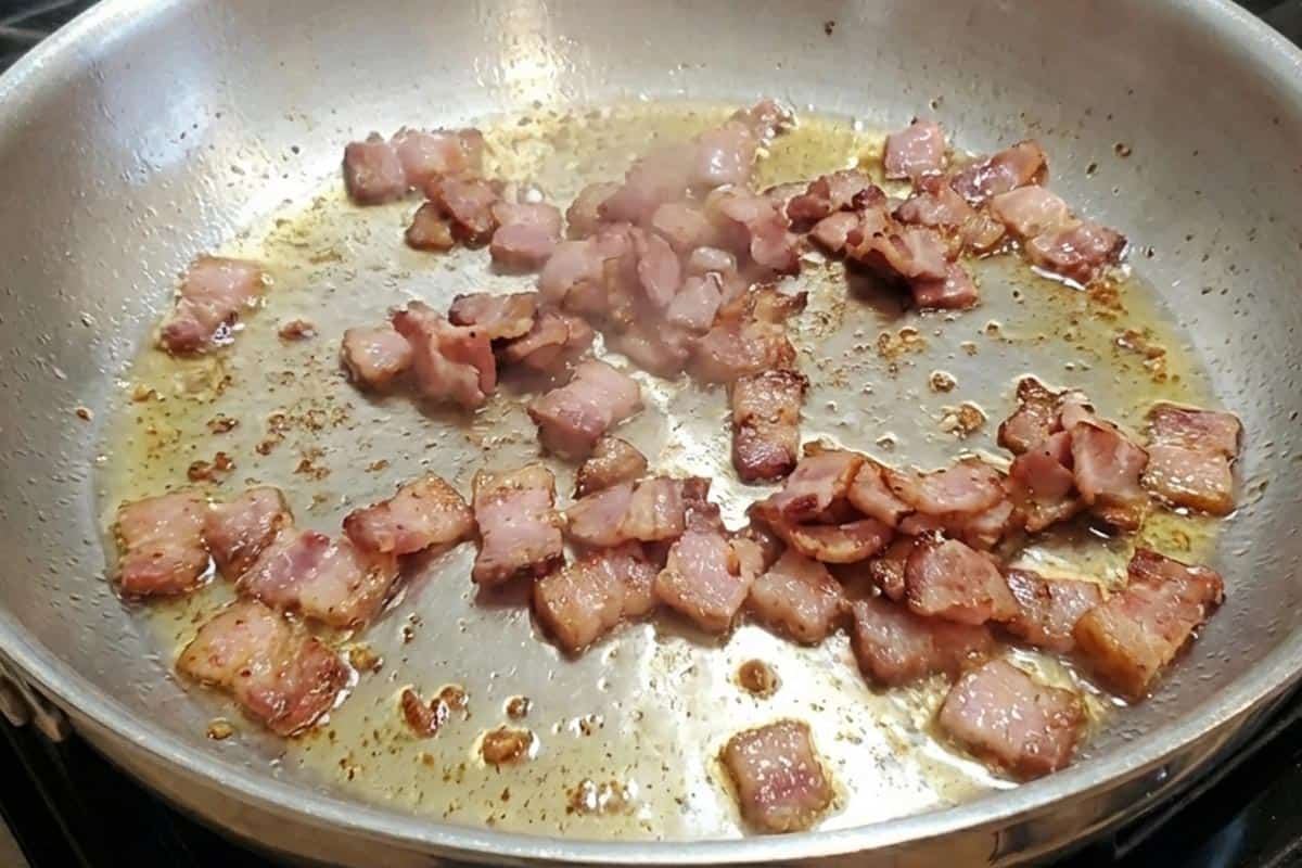 Cooking the bacon.