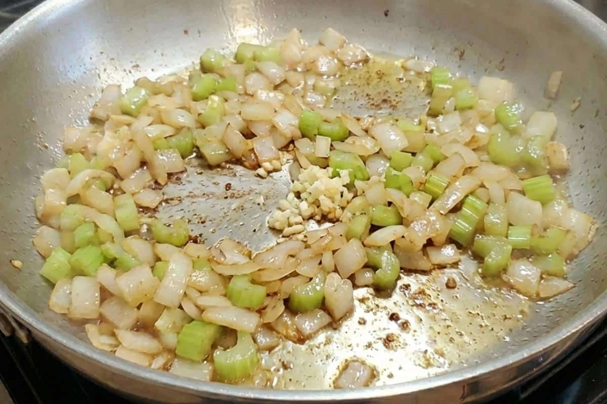 Added onion and celery to the pan.