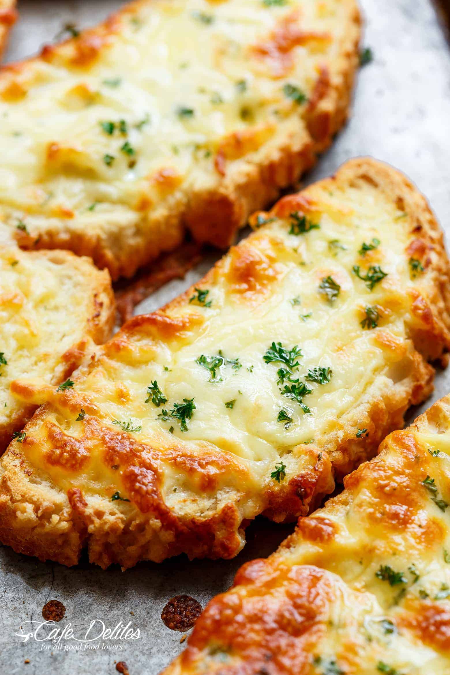 Want just one piece of garlic bread? Individual Garlic Cheese Breads are quick to make and can be served with just about anything! Soups, pastas, steak and potatoes, stews, ANYTHING! 