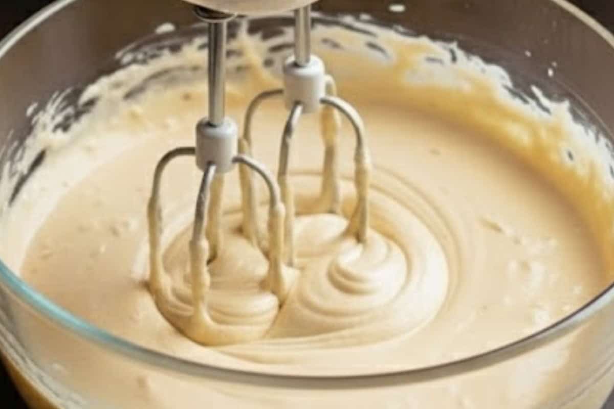 In a bowl, beat together the cream cheese, sour cream, sugars, flour, vanilla, pumpkin pie spice, cinnamon, and salt.