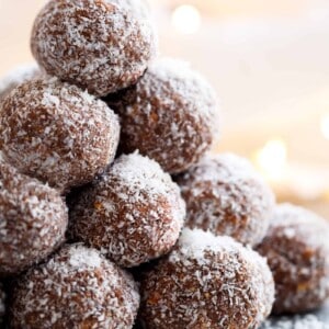 Easy Chocolate Coconut Balls (Truffles) kept on each other on tray