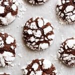 Fudgy Chocolate Crinkle Cookies have an irresistible brownie textured centre, with a crunch of cookie on the outside! One of our favourite Christmas cookies right here! ONLY 88 calories EACH!