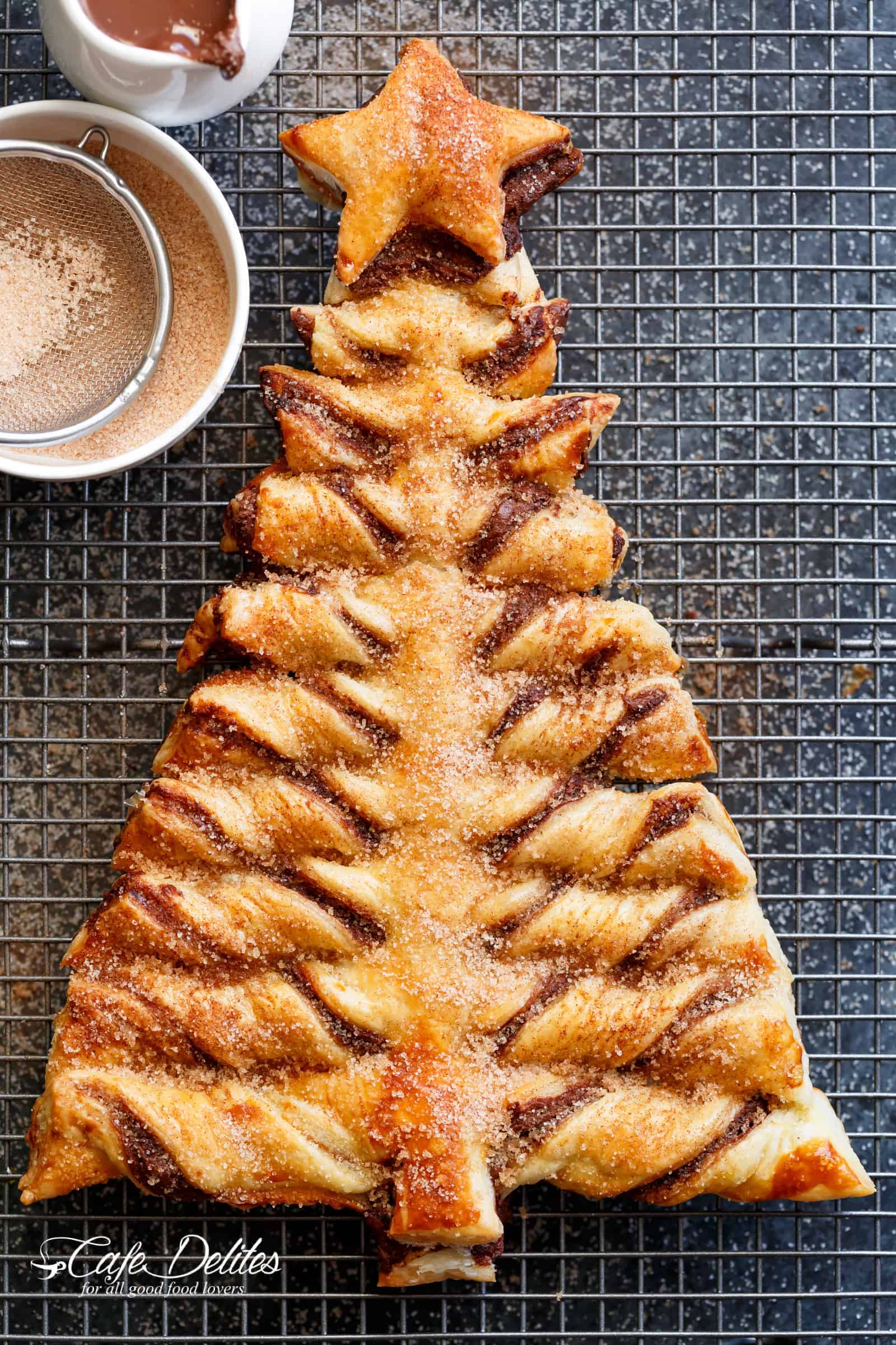Nutella Churro Christmas Tree Puff Pastry on grill