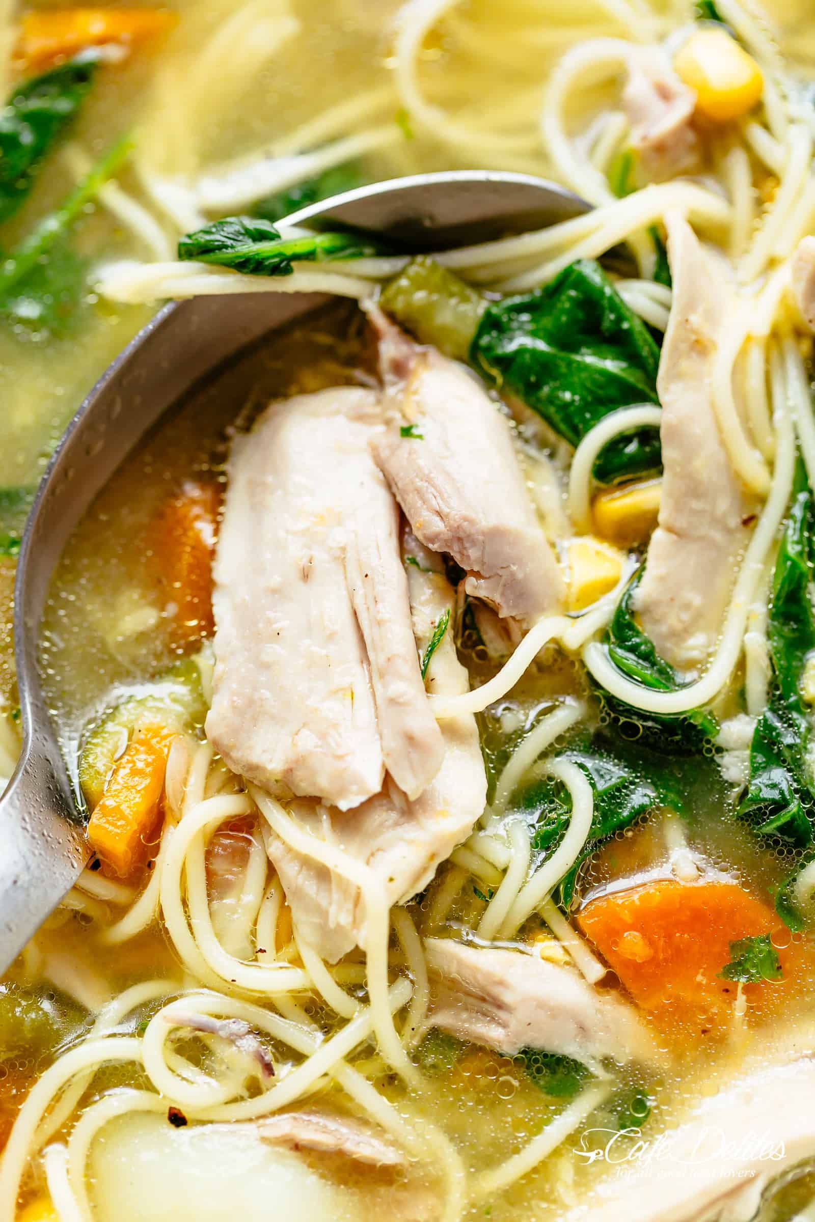 Chicken Noodle Soup | cafedelites.com Homemade Chicken Noodle Soup is perfect for any day of the week with the broth AND the soup made from scratch in under 45 minutes.