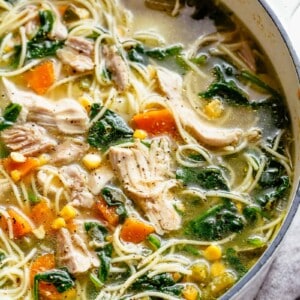 Chicken Noodle Soup loaded with vegetables in a bowl