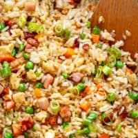 Fried Rice just like Chinese fried rice with wooden spatula