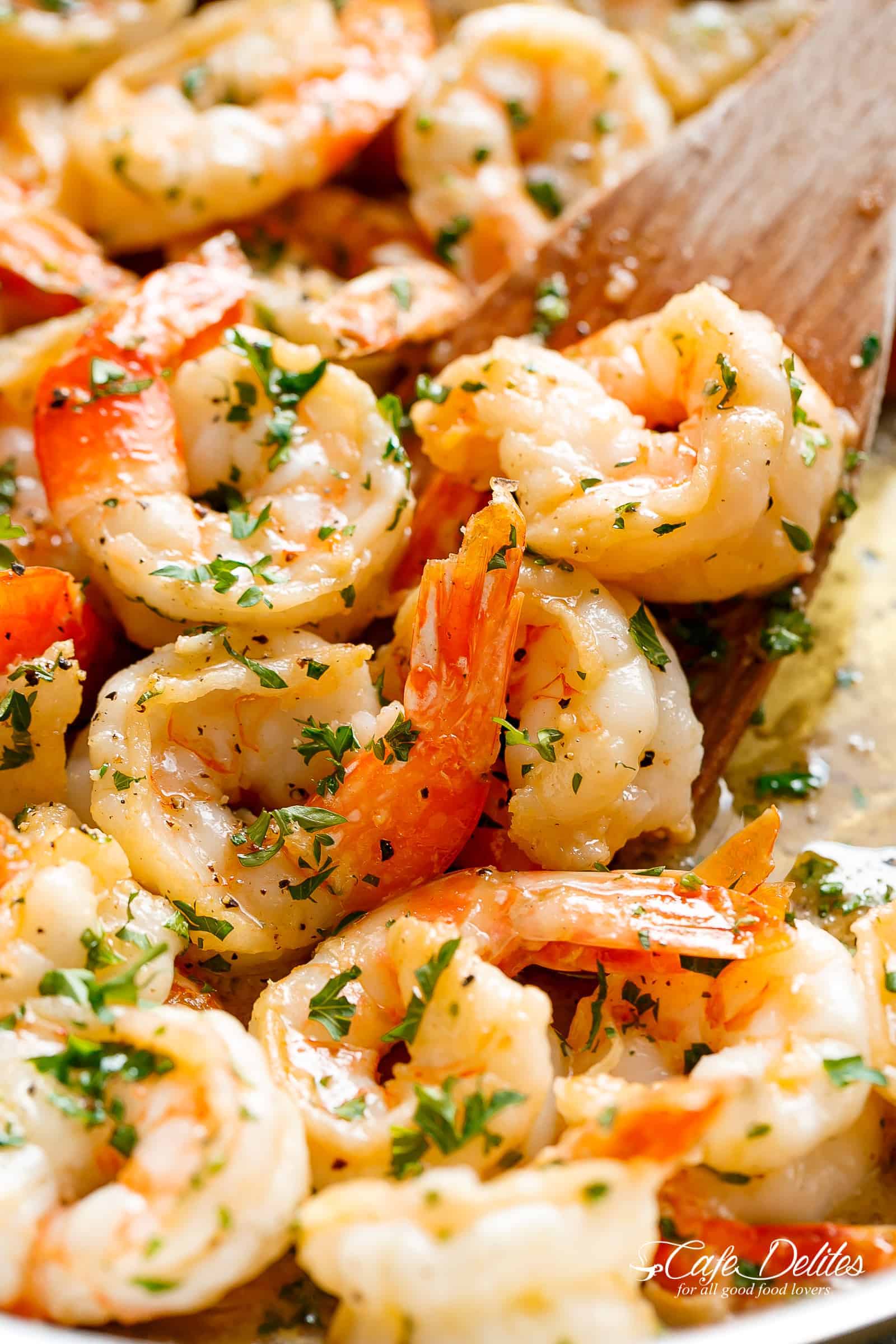 Top view image of Garlic Butter Shrimp Scampi