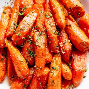 Side view of Honey Garlic Butter Carrots