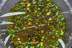 Chimichurri in a bowl ready to eat