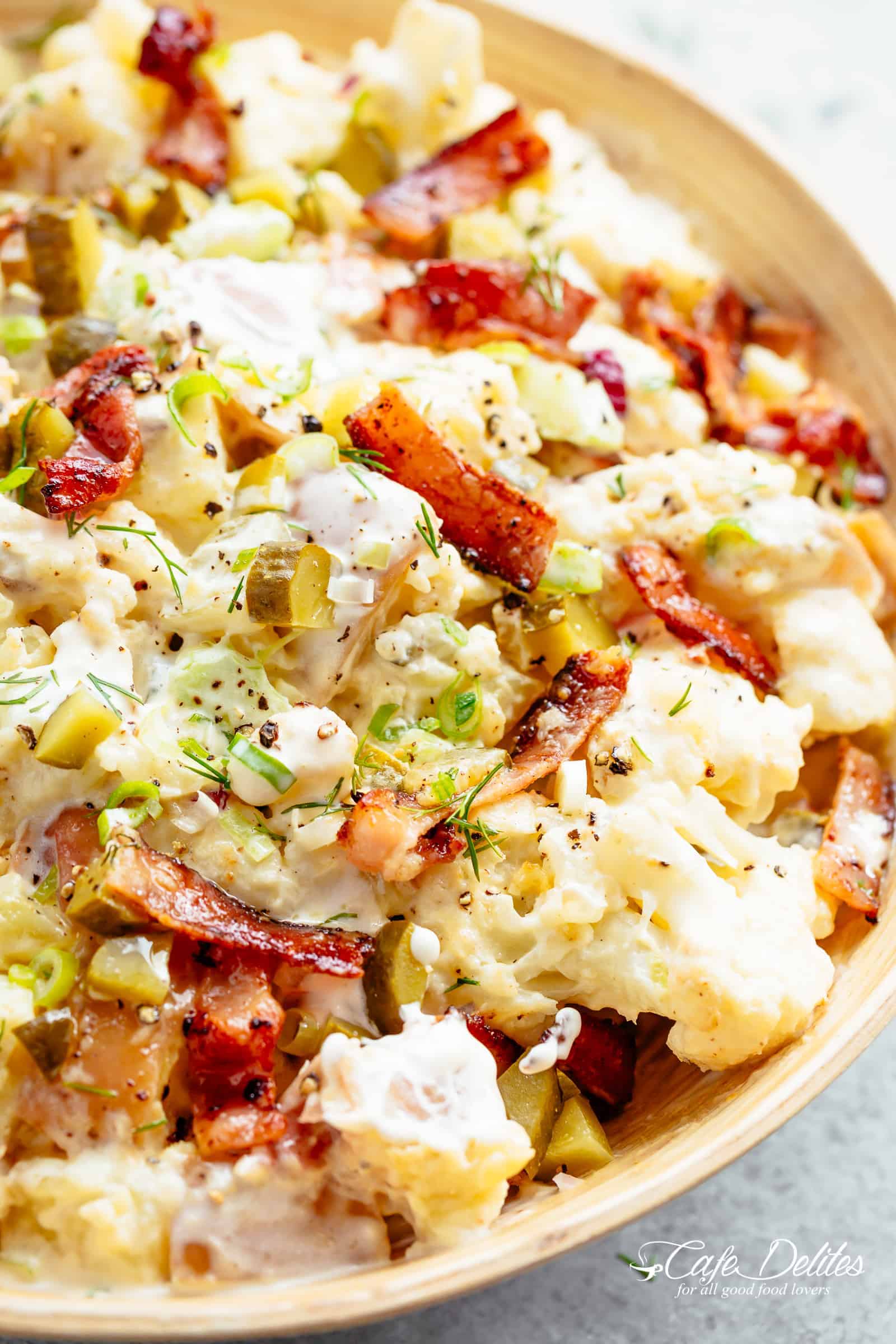 Potato Salad! | cafedelites.com Potato Salad with Bacon in a bowl