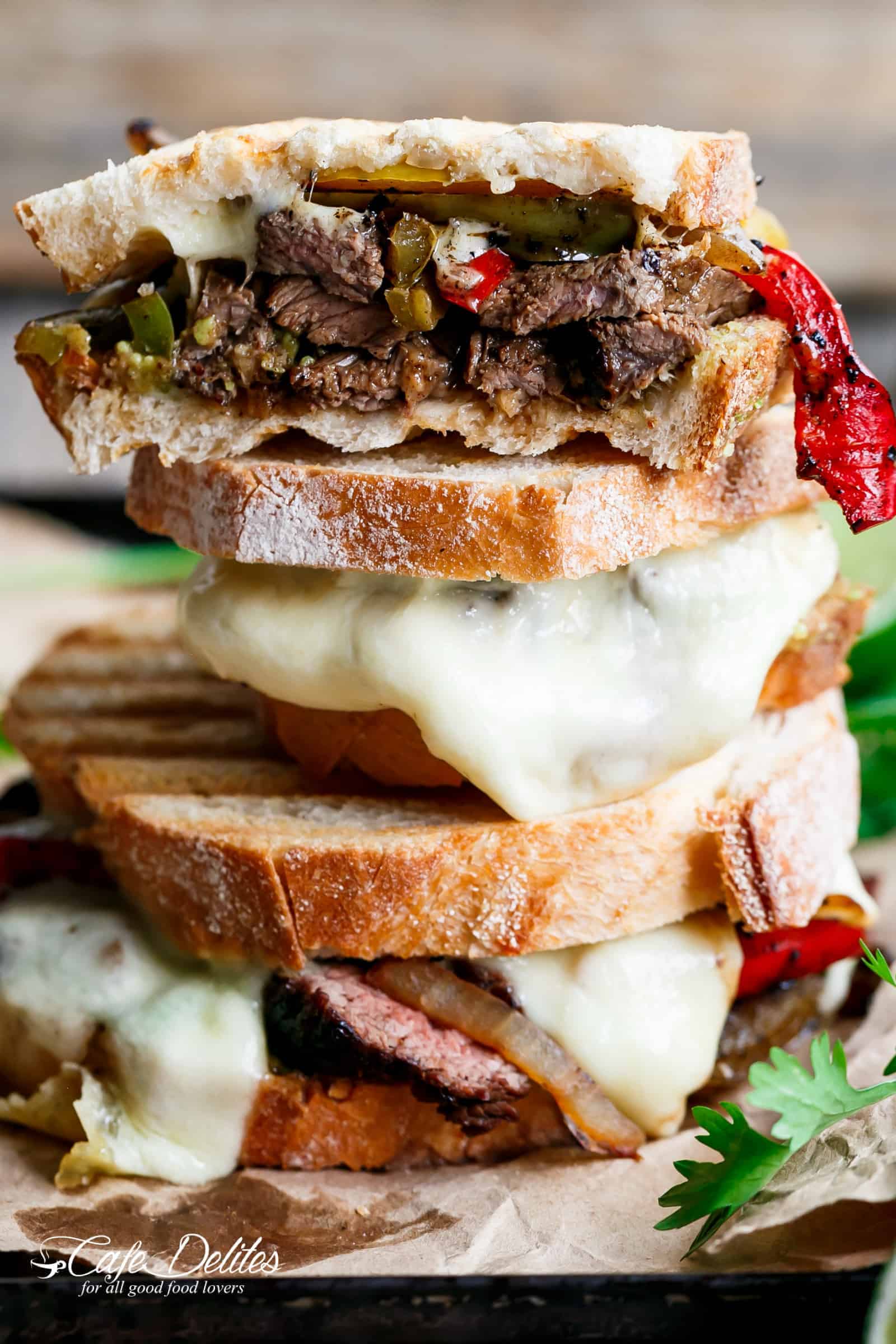 Steak Fajita Grilled Cheese sandwich