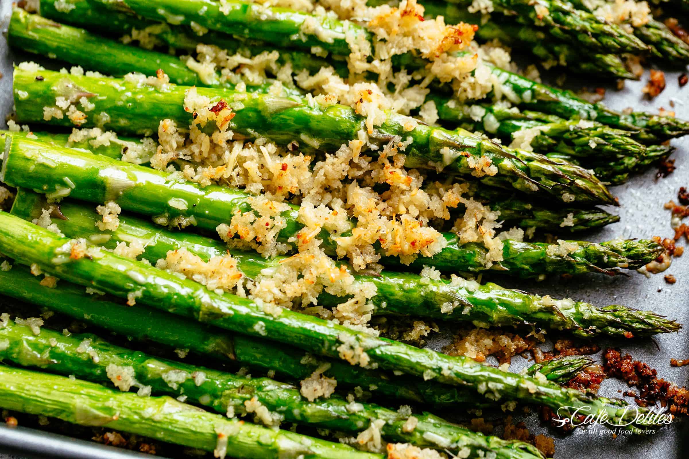 Crispy Garlic Parmesan Asparagus | cafedelites.com Zoom in image of Garlic Butter Roasted Asparagus