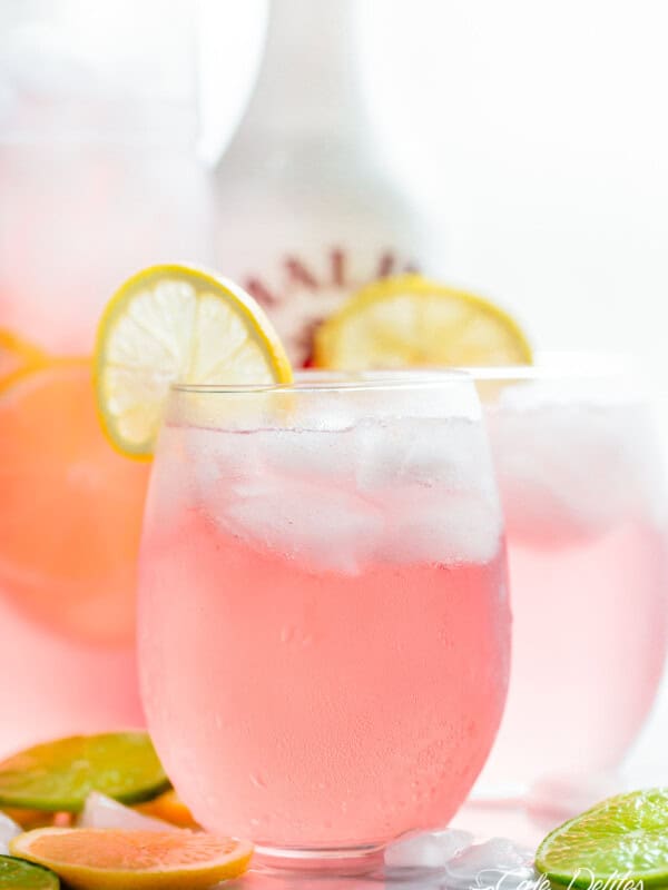 Pink Vodka Lemonade with a splash of Malibu and lime juice to get your party started! Easy to make and refreshing!